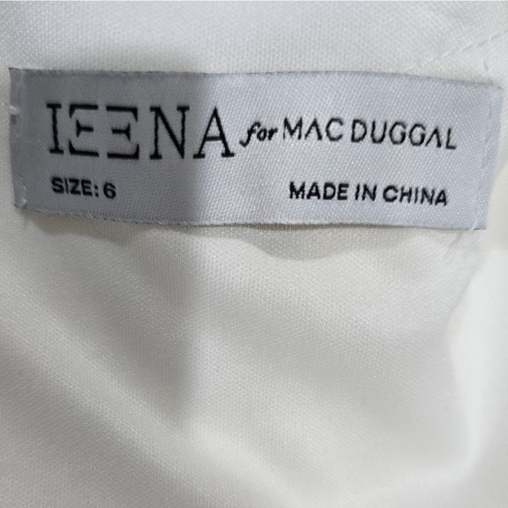 MAC DUGGAL 55705 EMPIRE WAIST LONG SLEEVE PLEATED A-LINE Gown NWOT sz 6 White - Picture 7 of 7